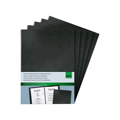 Afbeelding van SIGEL SM115 Menu Cover Met Elastische Binding, Voor A5, Zwart, 5 Pcs.