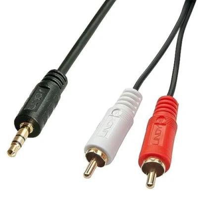 Afbeelding van LINDY 35681 Cinch / Jackplug Audio Aansluitkabel [2x stekker 1x male 3,5 mm] 2.00 m Zwart