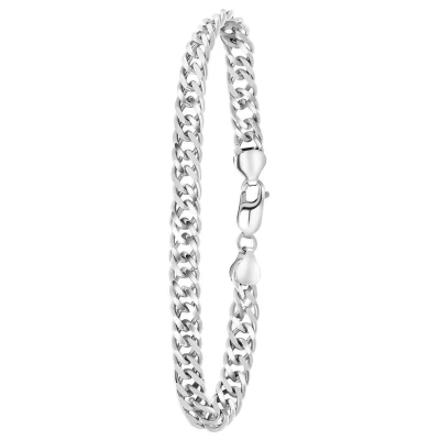 Afbeelding van Lucardi Heren Gerecycled zilveren Armband gourmetschakel. 925 Zilver Zilverkleurig 19 cm