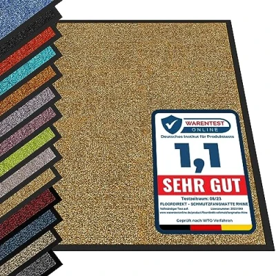 Afbeelding van etm® Schoonloopmat Voetmat in vele maten Deurmat/voetveger voor binnen en buiten Vinyl, Polyamide beige 120 x 180 cm
