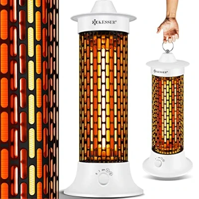 Afbeelding van KESSER Staande warmtestraler infraroodverwarming 1200 W energiezuinige verwarming binnenruimte met 360 graden oscillatie standapparaat elektrische IP55 terrasverwarming wit