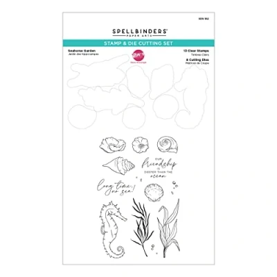Afbeelding van Spellbinders Seahorse Garden Stamp &amp; Die Set (SDS 182) (DISCONTINUED)