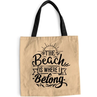 Afbeelding van MuchoWow® Schoudertas Strandtas Big Shopper Boodschappentas Quotes Strand Zon 40x40 cm Katoenen tas