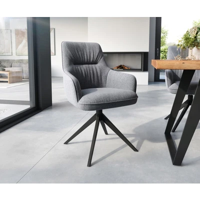Afbeelding van Draaistoel Zelia Flex met armleuning kruisframe breed zwart structuur lichtgrijs 360
