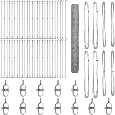 Afbeelding van vidaXL Hexagon Fence 1.2x100 m Gegalvaniseerd Staal, Posts met Basisplaten 13 stuks Ø32mm 68.5cm Staal