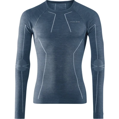 Afbeelding van FALKE Heren Top van onderlaag Wool Tech. Regular Fit M L/S SH Merino Thermo Ondergoed Sneldrogend Warm 1 Stuk, Blauw (Captain 6751), XL