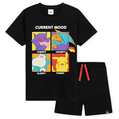Afbeelding van Pokemon Jongens Pyjama voor Kinderen en Tieners Ademend Nachtkleding T shirt Korte Broek Zomer PJ&#039;s Pikachu Zachte Lounge Wear Cadeaus (9 10 Jaar, Zwart)