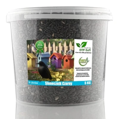 Afbeelding van 5 kg zonnebloempitten zwart strooivoer vogelvoer vogels wilde zonnebloemen in emmer (5 kg)