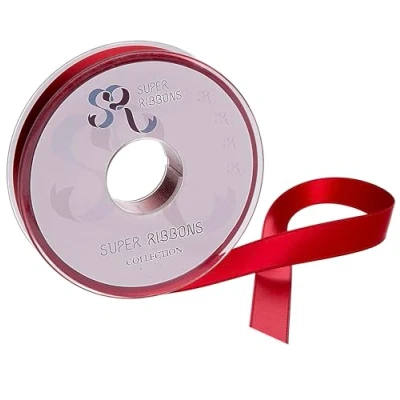 Afbeelding van SR SUPER RIBBONS®™ Volledige rol 6 mm dubbelzijdig satijnen lint, 20 meter op rood