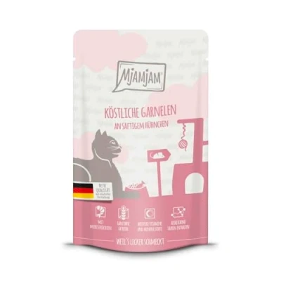 Afbeelding van Voordeelpakket 24x125g MjAMjAM Quetschie Heerlijke garnalen met sappige kip Nat Kattenvoer