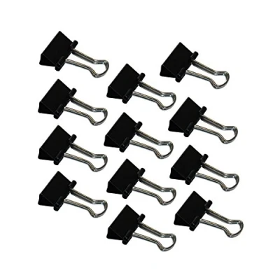 Afbeelding van WEDO 6421415 Foldback klemmen 15 mm, 12 stuks, gelakt metaal afneembare beugel, sterke veer, zwart/zilver