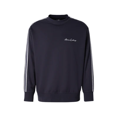 Afbeelding van Armani Exchange Heren Signature Logo Stretch Poly Viscose Crewneck Sweatshirt, Donkerblauw, XS