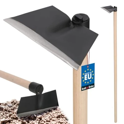 Afbeelding van KOTARBAU® Tuinhak, trapeziumvorm met steel, 120 cm, onkruidhaak, tuingereedschap, voor verplanten, wieden, tuinverzorging, handgereedschap, 180 x 80 mm