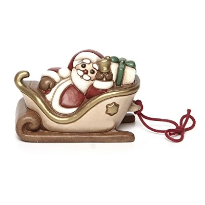 Afbeelding van THUN® Kleine kerstman slee verzamelstuk keramiek de klassieker