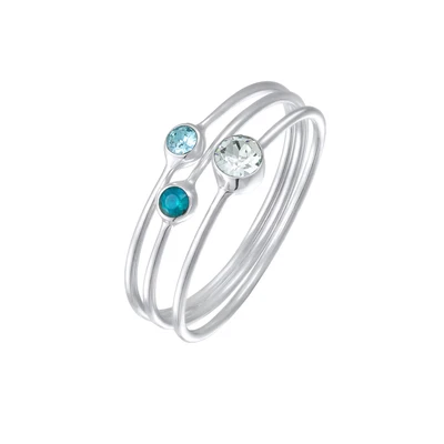 Afbeelding van Elli 3ER SET PACK Stacking ZART Kristalle Ring, Dames, Maat: 54, Blau