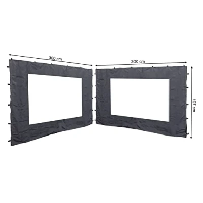 Afbeelding van QUICK STAR 2 zijpanelen met PE raam 300x197cm voor Rank paviljoen 3x3m zijwand antraciet RAL 7012