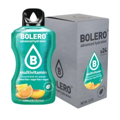 Afbeelding van Bolero MULTIVITAMIN 24x3g Suikerloos sappoeder, gezoet met stevia + vitamine C geschikt voor kinderen, sporters en diabetici glutenvrij veganvriendelijk Vlierbloesemsmaak