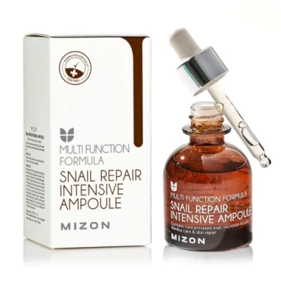Afbeelding van [MIZON] SNAIL REPAIR INTENSIVE AMPOULE (30ml) Korean Skincare Reparatieserum met 80% slakkenmucine extract Intensieve anti verouderingsbehandeling Voedt en verstevigt