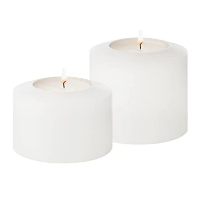 Afbeelding van EDZARD Set van 2 theelichthouders Cornelius Pine, diameter 7 cm, hoogte 5 cm en permanente kaars voor theelichtjes