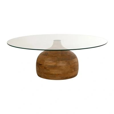 Afbeelding van Stella salontafel Ø100, H35, Smooth Natural, Clear glass Couture Collection