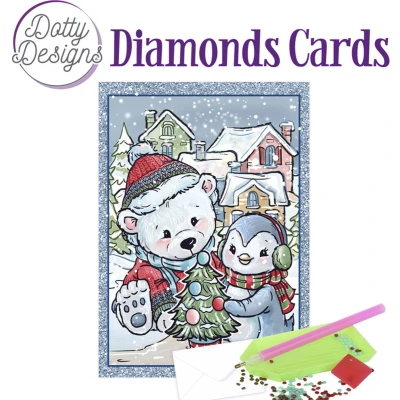 Afbeelding van Dotty Designs Diamond Cards Christmas Bear and Penguin