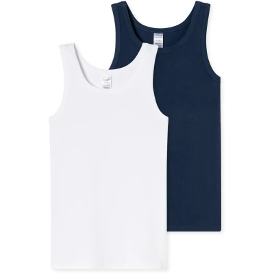 Afbeelding van Schiesser 2PACK Hemd voor kinderen, Maat: 152, Weiss dunkelblau