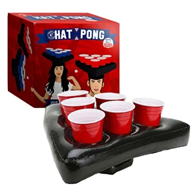 Afbeelding van Originele officiële Hat Pong Origineel Beer spel Premium kwaliteit 2 opblaasbare hoeden 12 rode bekers ballen Drinken Game Gezelschapsspel Huisfeest OriginalCup®