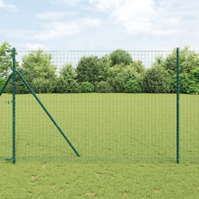 Afbeelding van vidaXL Euro Hek met 7 Palen 1.5x10 m Gegalvaniseerd Staal Groen
