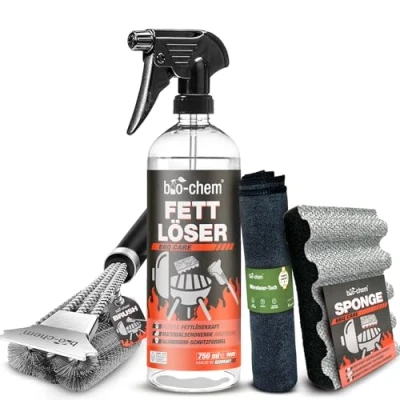 Afbeelding van Bio Chem BBQ Cleaner grillreiniger 750 ml + microvezeldoek effectieve reiniging in professionele kwaliteit grillrooster onderhoudsspray geurneutraal en materiaalvriendelijk voor elk oppervlak,