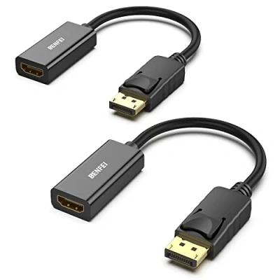 Afbeelding van Displayport naar HDMI adapter 2 pack, Benfei Dp (Display Port) Male Female Converter met audio voor Lenovo, Dell, HP, Asus en andere merken…