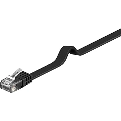 Afbeelding van PremiumCord Platte netwerkkabel, ethernet, LAN en patchkabel, Cat6, UTP, snelle flexibele robuuste RJ45 kabel, 1 Gbit/s, AWG30/7, koperen 100% Cu, zwart, m