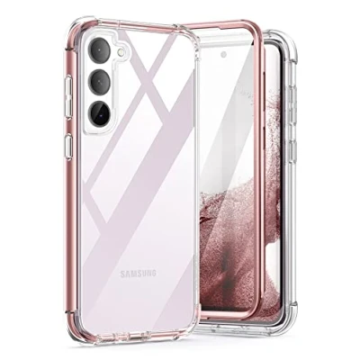 Afbeelding van SURITCH Hoesje voor Samsung Galaxy S23 【Ingebouwde schermbeschermer】 360 Full Body Hybride Bescherming Harde PC+Zachte TPU Rubber Bumper Robuuste Case Protector Cover 5G Rose