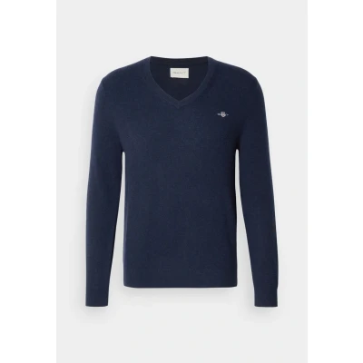 Afbeelding van GANT Extra fijne lamswol met V hals, marineblauw, S