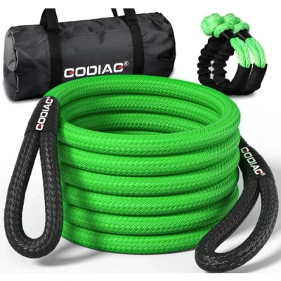 Afbeelding van GODIAG Kinetic Recovery Rope 1 &quot;x 30ft (55000 lbs) Heavy Duty Sleepriem met 2 zachte sluitingen, offroad herstelkit voor vrachtwagen, jeep, ATV, UTV, tractor
