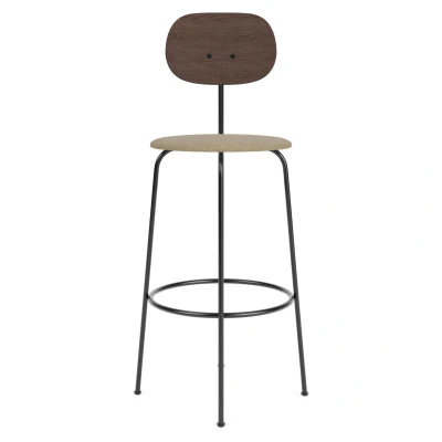 Afbeelding van Audo Copenhagen Afteroom Bar Plus Barkruk H107 Zitting Bouclé 02 Donker Eik