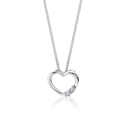 Afbeelding van OROVI Halsketting voor dames met Diamant witgoud/geelgoud 9 karaat (375) briljant 0,05 karaat, hartvormige hanger, gouden ketting, Goud,