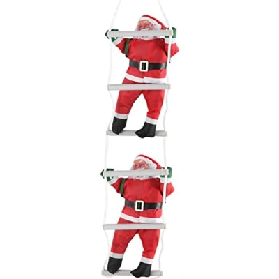 Afbeelding van Kerstman ornament, klimmen kerstman, speelgoed kerstboom voor binnen en buiten, raamdecoratie, hangend ornament (2 40 cm)