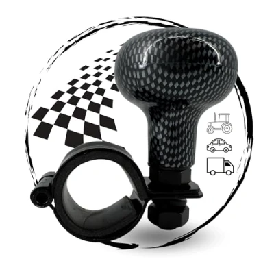 Afbeelding van TronicXL Stuurknop in Carbonlook Lenkhulp Afneembare draaiknop voor auto, vrachtwagen, grasmaaier, tractor, Graafmachines en Heftrucks