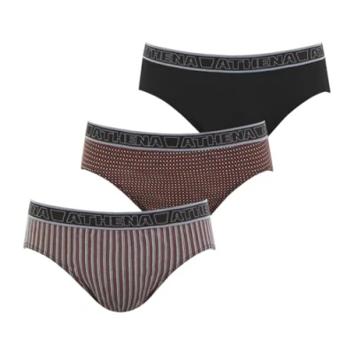 Afbeelding van Athena Tonic 9543 herenslips met lage tailleband (3 stuks), meerkleurig (strepen rood/zwarte stip 1900), S