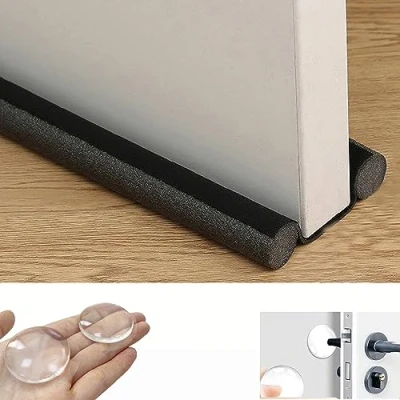 Afbeelding van Door Bottom Seal Strip Stopper, Strip, Draft Noise &amp; Pest Isolation Waterproof Adjustable Sweeps, For Home,Office (Black)