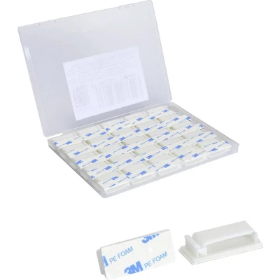 Afbeelding van TRU COMPONENTS T24CA075 Bevestigingssokkel Zelfklevend TC 12888572 Voor lintkabel, Hersluitbaar Wit 50 stuk(s)