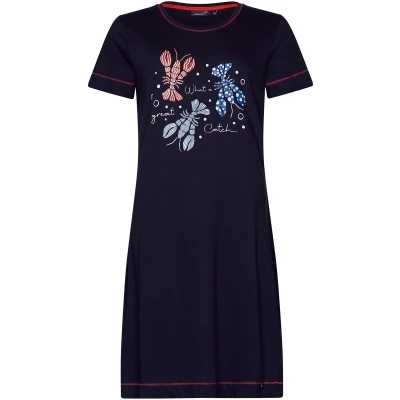 Afbeelding van Dames Nachthemd Rebelle Lobster Party Bio Katoen Blauw Maat 38