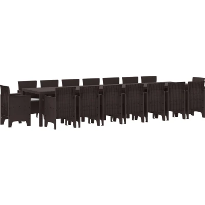 Afbeelding van vidaXL 17 delige tuinset met kussens in bruin poly rattan