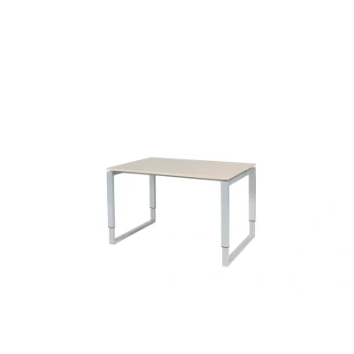 Afbeelding van Domino Plus bureau, hoogte instelbaar (62 85cm) met 120x80cm &#039;zwevend&#039; robson eiken 25mm blad en aluminium (RAL9006) O poot frame