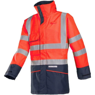 Afbeelding van SIOEN 7223 Hedland vlamvertragende/antistatische signalisatie regenparka fluo (rood/marine) 7223N3EF7815M