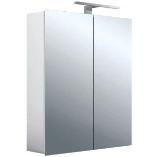 Afbeelding van Emco asis mee spiegelkast opbouw met 2 deuren led verlichting 60x70x15 5cm aluminium look 949805050