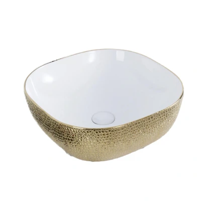 Afbeelding van Best Design Royal opbouw waskom vierkant 42.5x42.5cm goud Duurzaam materiaal