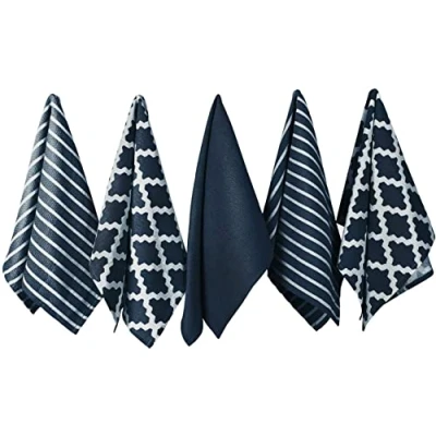 Afbeelding van Penguin Home® Katoen Theedoek 5 Delig Set, 65 cm Lengte x 45 Breedte, Marine