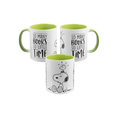 Afbeelding van The Peanuts mok Snoopy So many books little Time koffiemok, beker, koffiebeker van keramiek groen wit, 320 ml