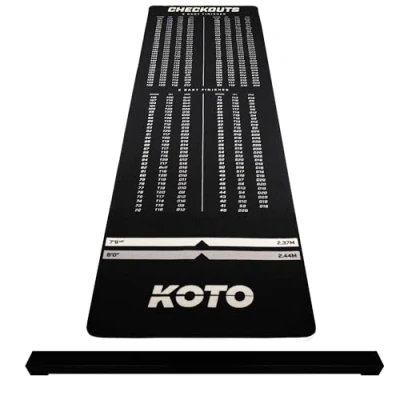 Afbeelding van KOTO Check Out Carpet 285 X 80 cm Zwart, Professionelle Dartmatte zum Schutz der Dartpijl, Met Score Indikation &amp; Oche, Die Rechenhilfe Macht Ihnen das Rechnen Einfacher!